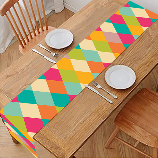 Retro Harlequin Pattern Print Table Runner