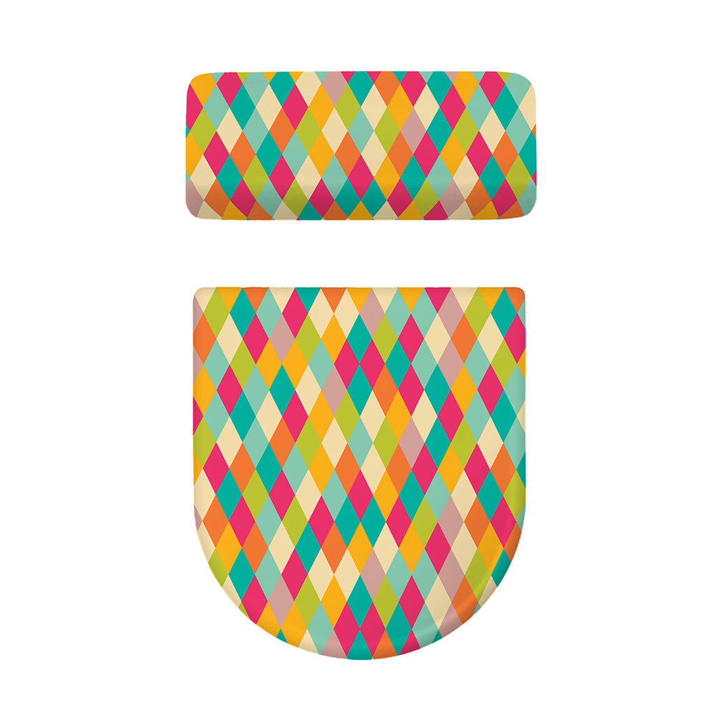 Retro Harlequin Pattern Print Toilet Lid And Tank Cover Set
