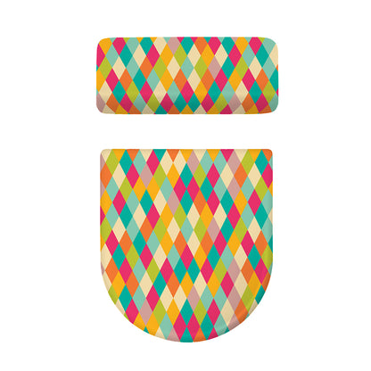 Retro Harlequin Pattern Print Toilet Lid And Tank Cover Set
