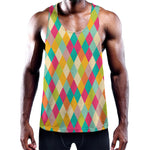 Retro Harlequin Pattern Print Training Tank Top