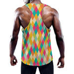 Retro Harlequin Pattern Print Training Tank Top
