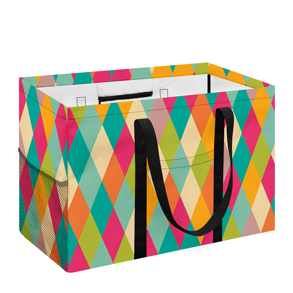 Retro Harlequin Pattern Print Utility Tote Bag