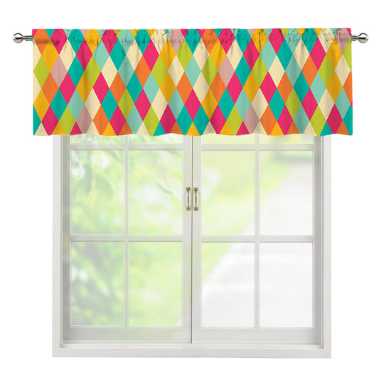Retro Harlequin Pattern Print Window Valance