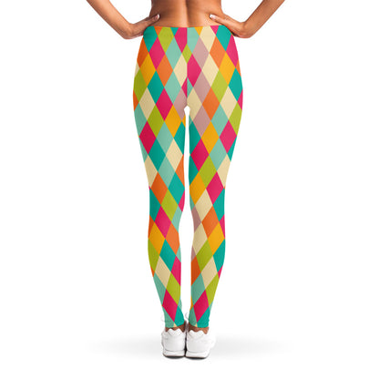 Retro Harlequin Pattern Print Women's Leggings