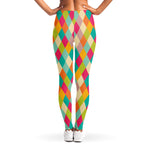 Retro Harlequin Pattern Print Women's Leggings