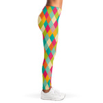 Retro Harlequin Pattern Print Women's Leggings