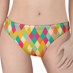 Retro Harlequin Pattern Print Women's Thong