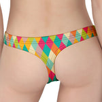 Retro Harlequin Pattern Print Women's Thong