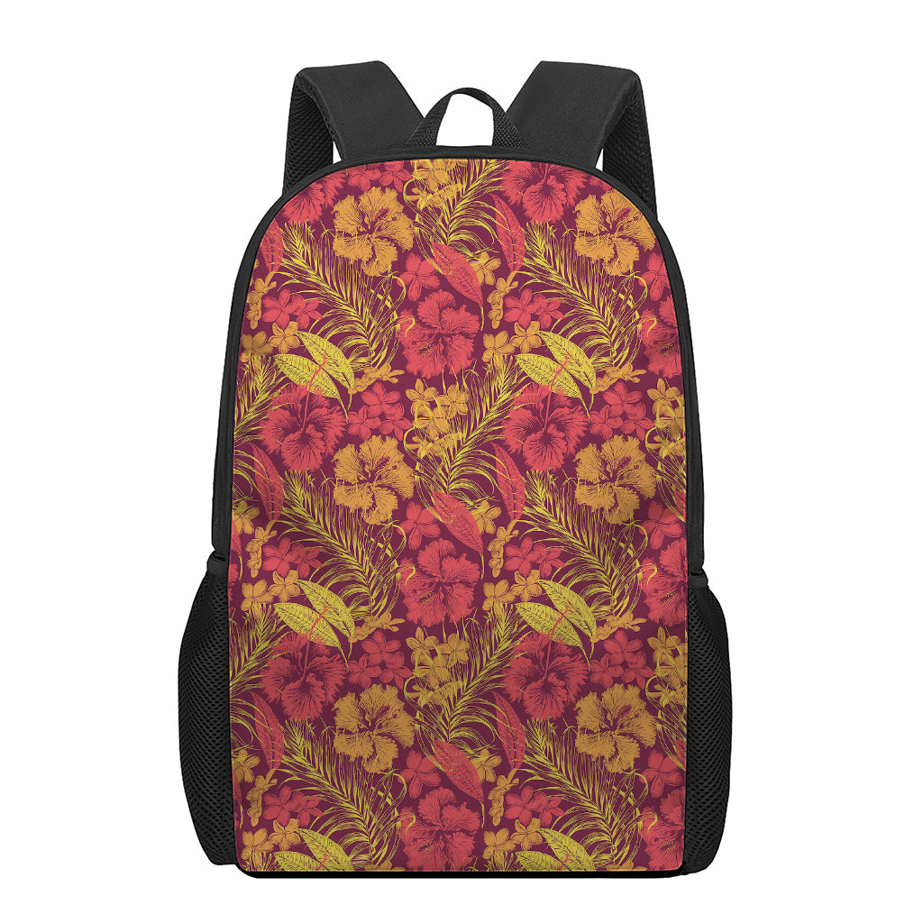 Retro Hawaiian Tropical Floral Print 17 Inch Backpack
