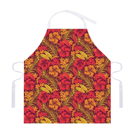 Retro Hawaiian Tropical Floral Print Adjustable Apron
