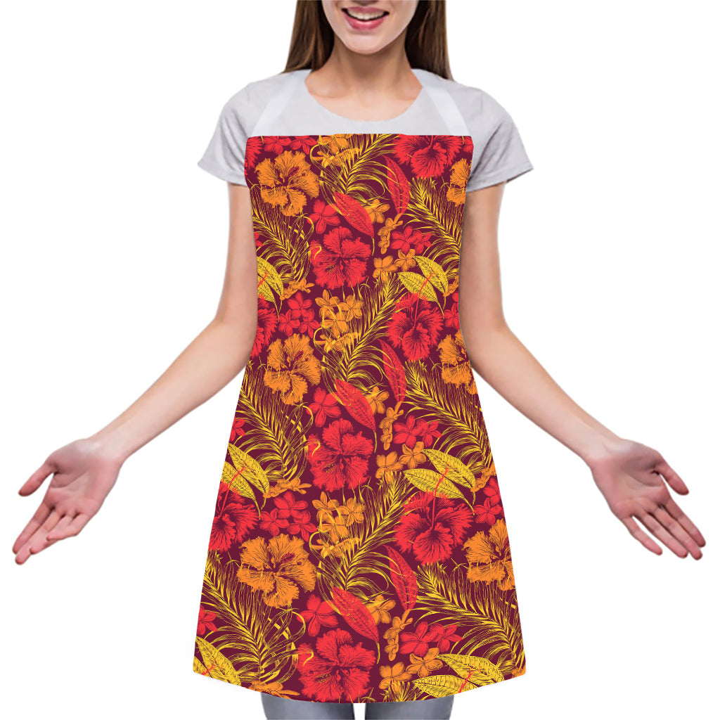 Retro Hawaiian Tropical Floral Print Adjustable Apron