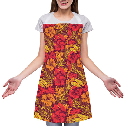 Retro Hawaiian Tropical Floral Print Adjustable Apron