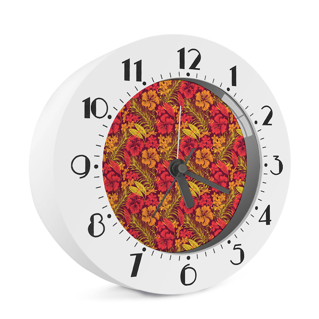 Retro Hawaiian Tropical Floral Print Alarm Clock