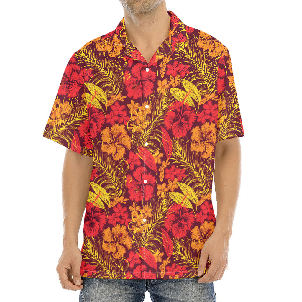 Retro Hawaiian Tropical Floral Print Aloha Shirt