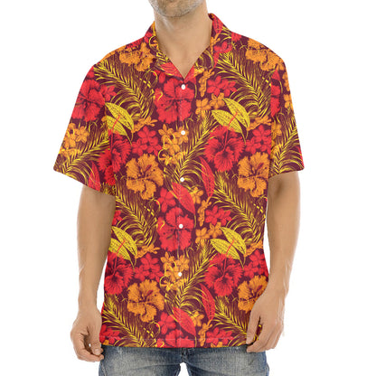 Retro Hawaiian Tropical Floral Print Aloha Shirt