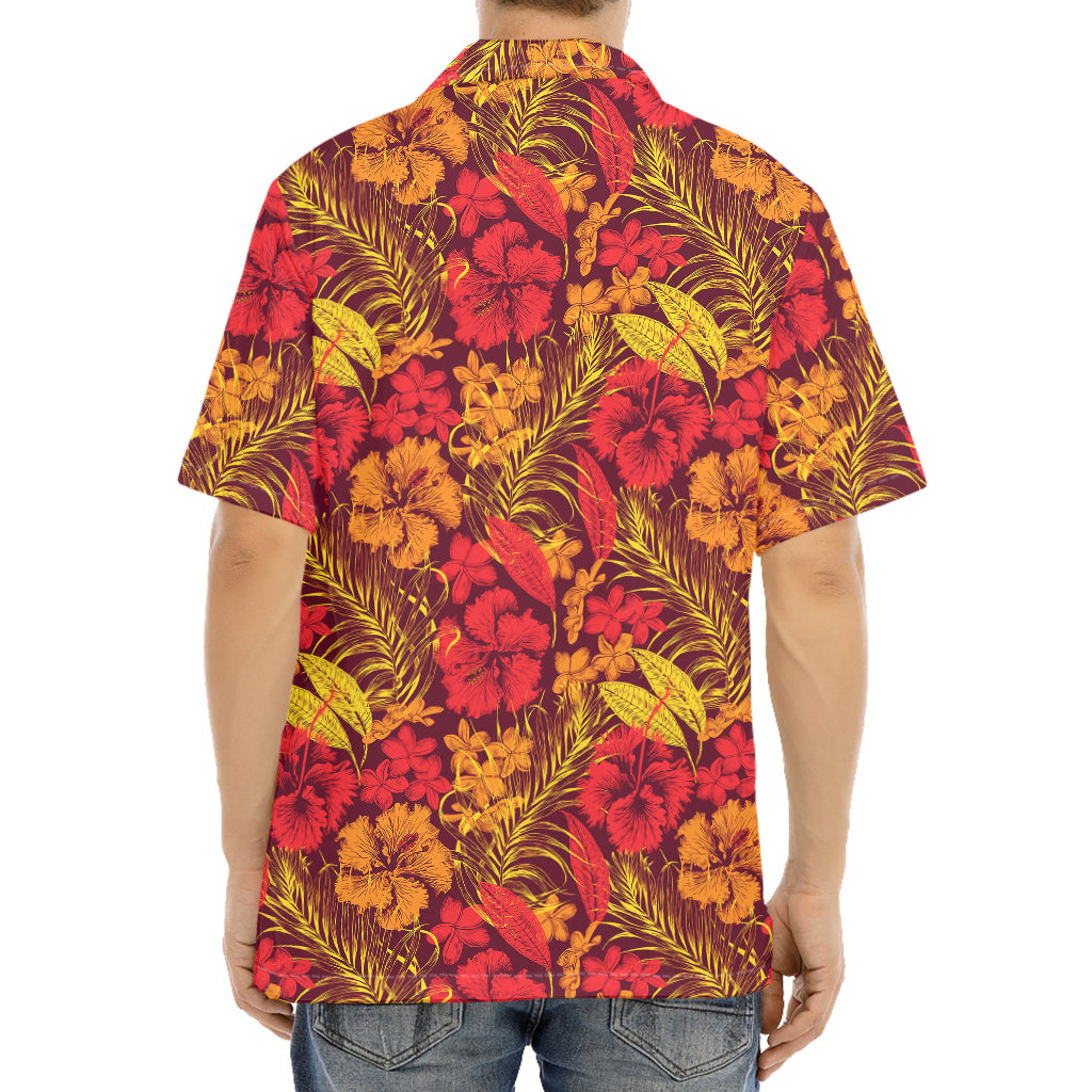 Retro Hawaiian Tropical Floral Print Aloha Shirt
