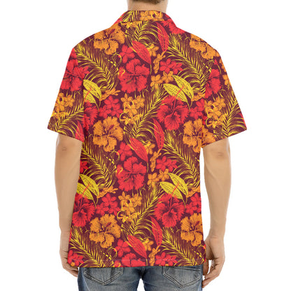 Retro Hawaiian Tropical Floral Print Aloha Shirt