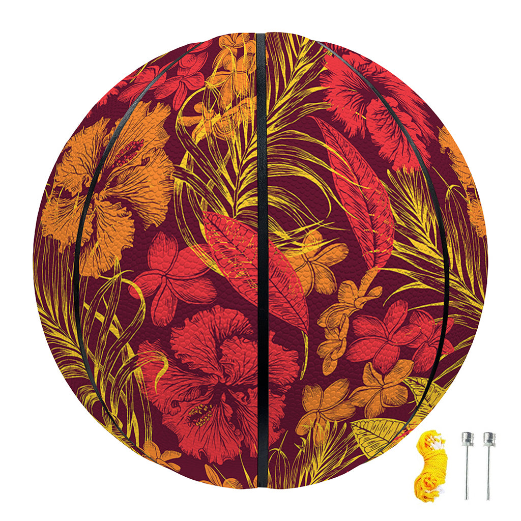 Retro Hawaiian Tropical Floral Print Basketball