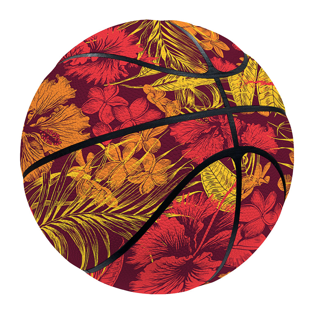 Retro Hawaiian Tropical Floral Print Basketball