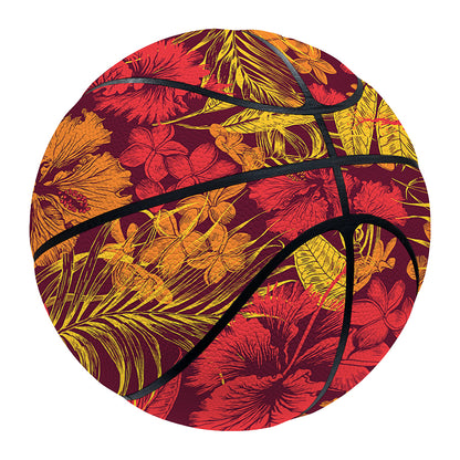 Retro Hawaiian Tropical Floral Print Basketball