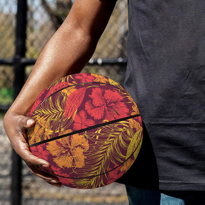 Retro Hawaiian Tropical Floral Print Basketball