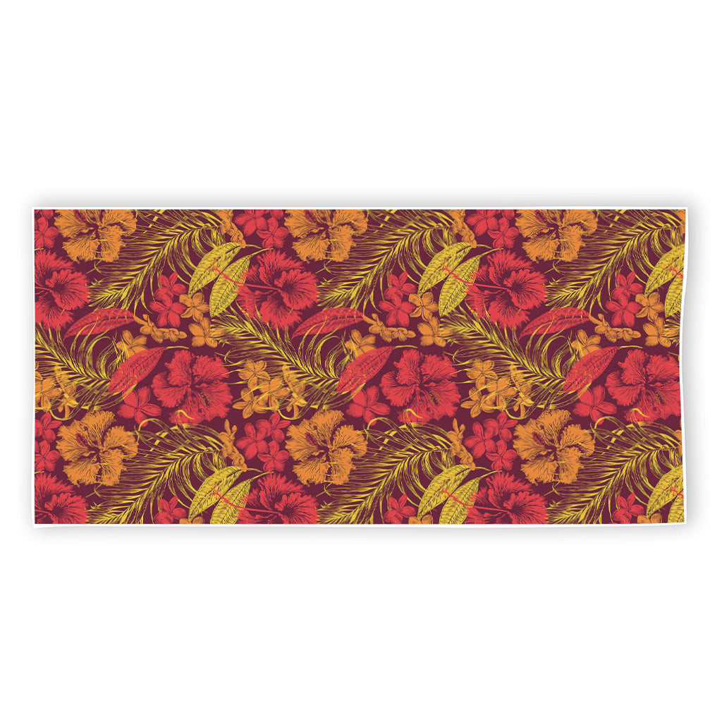 Retro Hawaiian Tropical Floral Print Beach Towel
