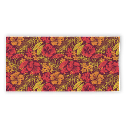 Retro Hawaiian Tropical Floral Print Beach Towel