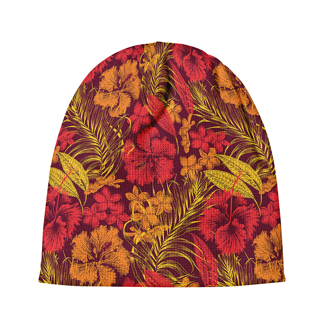 Retro Hawaiian Tropical Floral Print Beanie