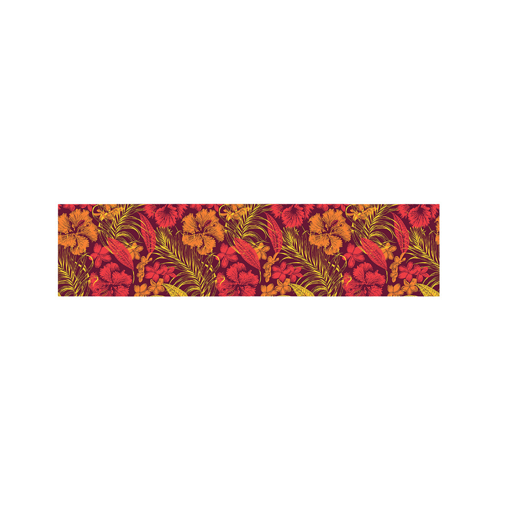 Retro Hawaiian Tropical Floral Print Bed Runner