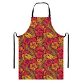 Retro Hawaiian Tropical Floral Print Bib Apron With Pocket