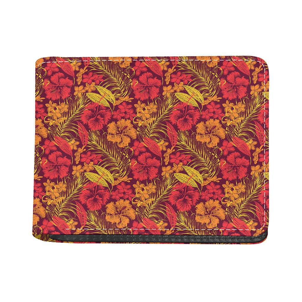 Retro Hawaiian Tropical Floral Print Bifold Wallet