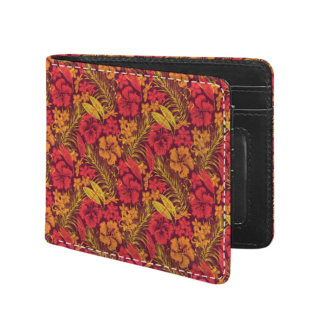 Retro Hawaiian Tropical Floral Print Bifold Wallet