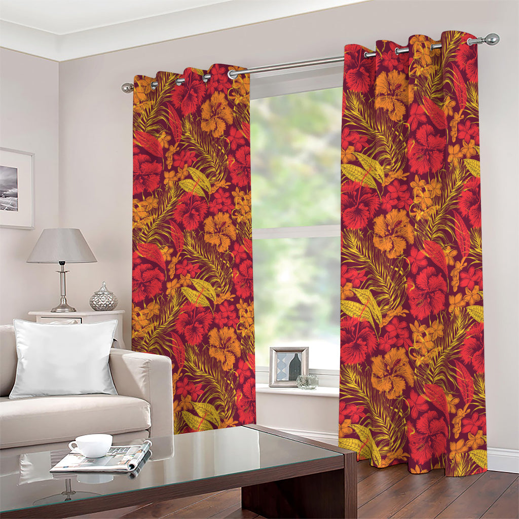 Retro Hawaiian Tropical Floral Print Blackout Grommet Curtains