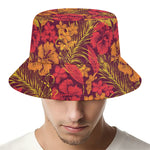 Retro Hawaiian Tropical Floral Print Bucket Hat