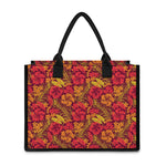 Retro Hawaiian Tropical Floral Print Canvas Tote Bag