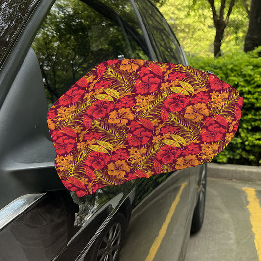 Retro Hawaiian Tropical Floral Print Car Side Mirror Covers