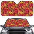 Retro Hawaiian Tropical Floral Print Car Windshield Sun Shade