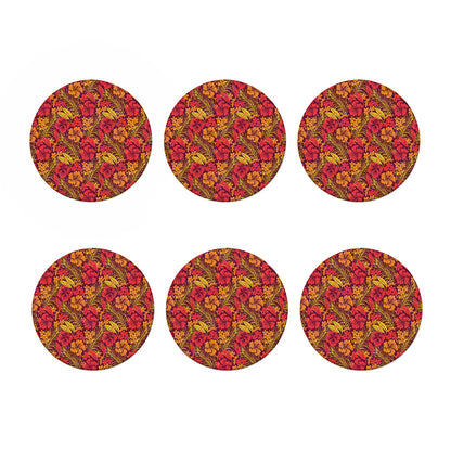 Retro Hawaiian Tropical Floral Print Coaster Set