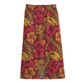 Retro Hawaiian Tropical Floral Print Cotton Front Slit Maxi Skirt