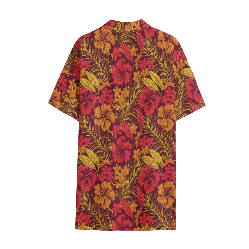 Retro Hawaiian Tropical Floral Print Cotton Hawaiian Shirt