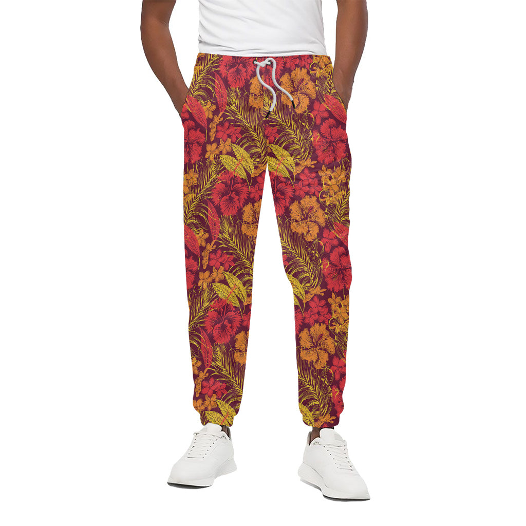 Retro Hawaiian Tropical Floral Print Cotton Pants