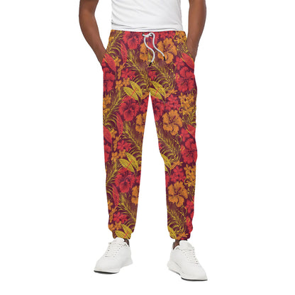 Retro Hawaiian Tropical Floral Print Cotton Pants