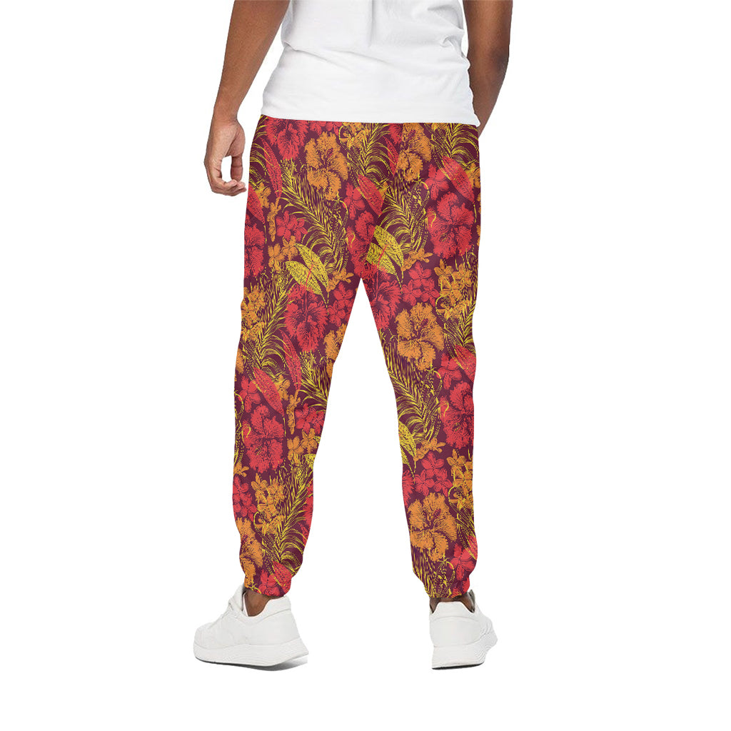 Retro Hawaiian Tropical Floral Print Cotton Pants