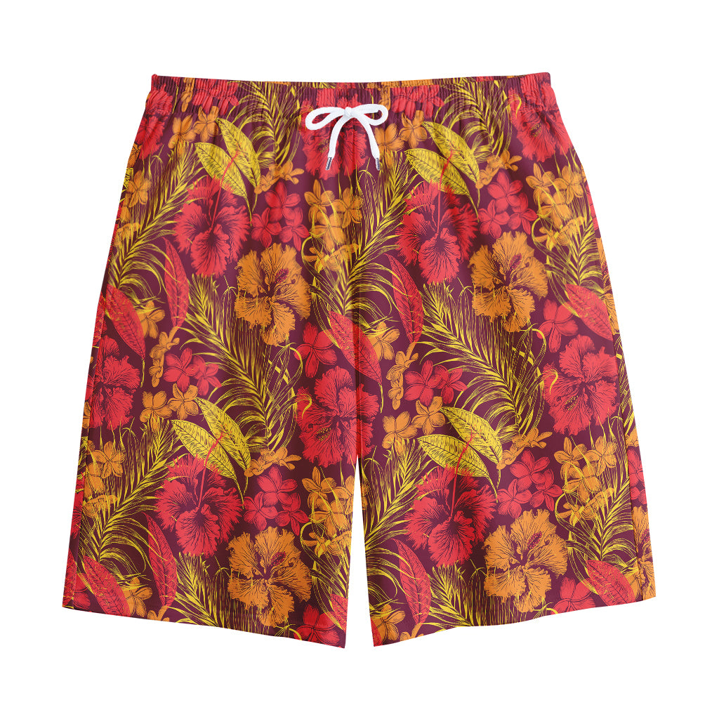 Retro Hawaiian Tropical Floral Print Cotton Shorts