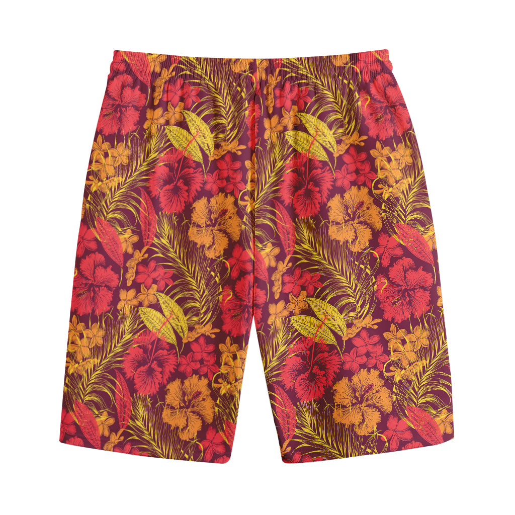 Retro Hawaiian Tropical Floral Print Cotton Shorts