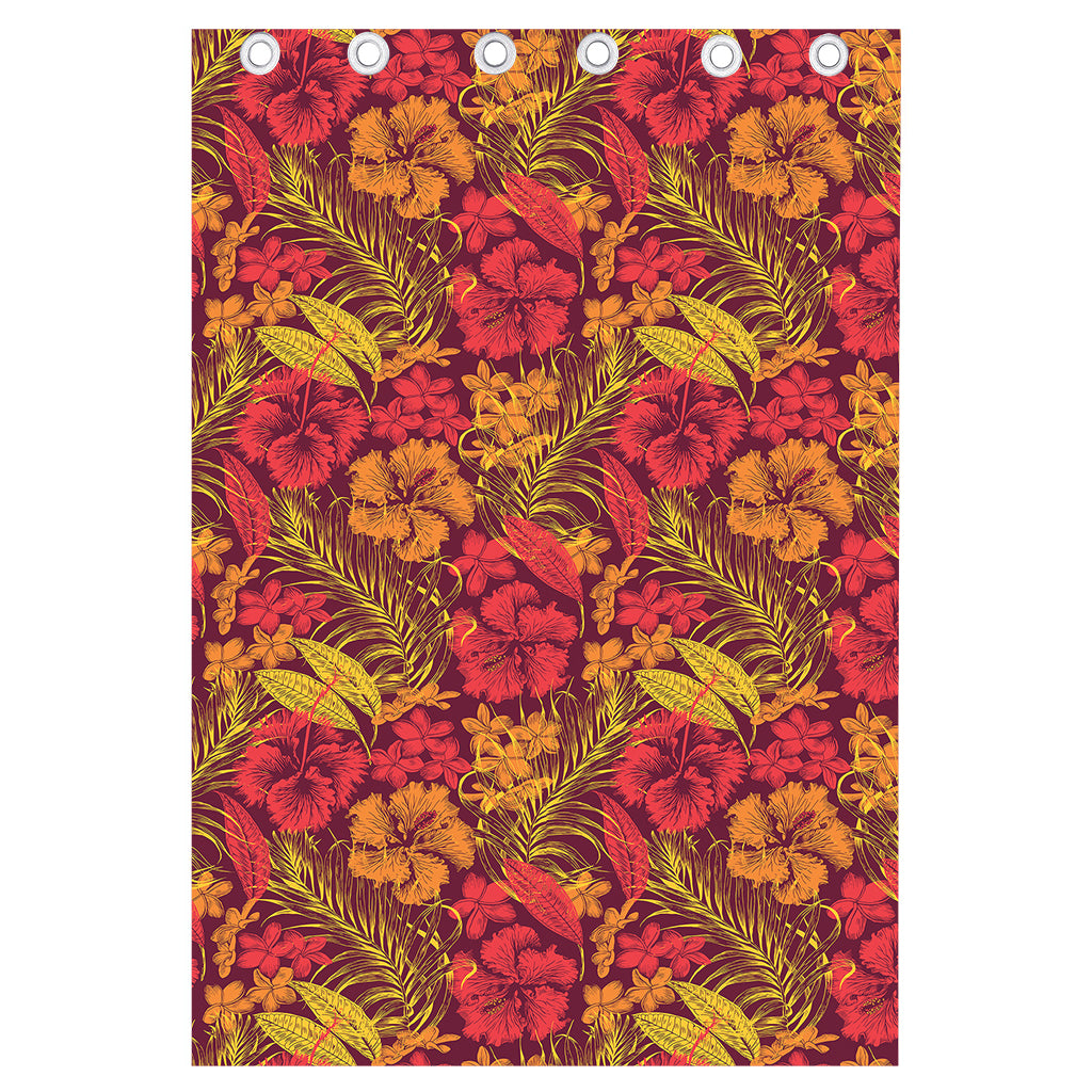 Retro Hawaiian Tropical Floral Print Curtain