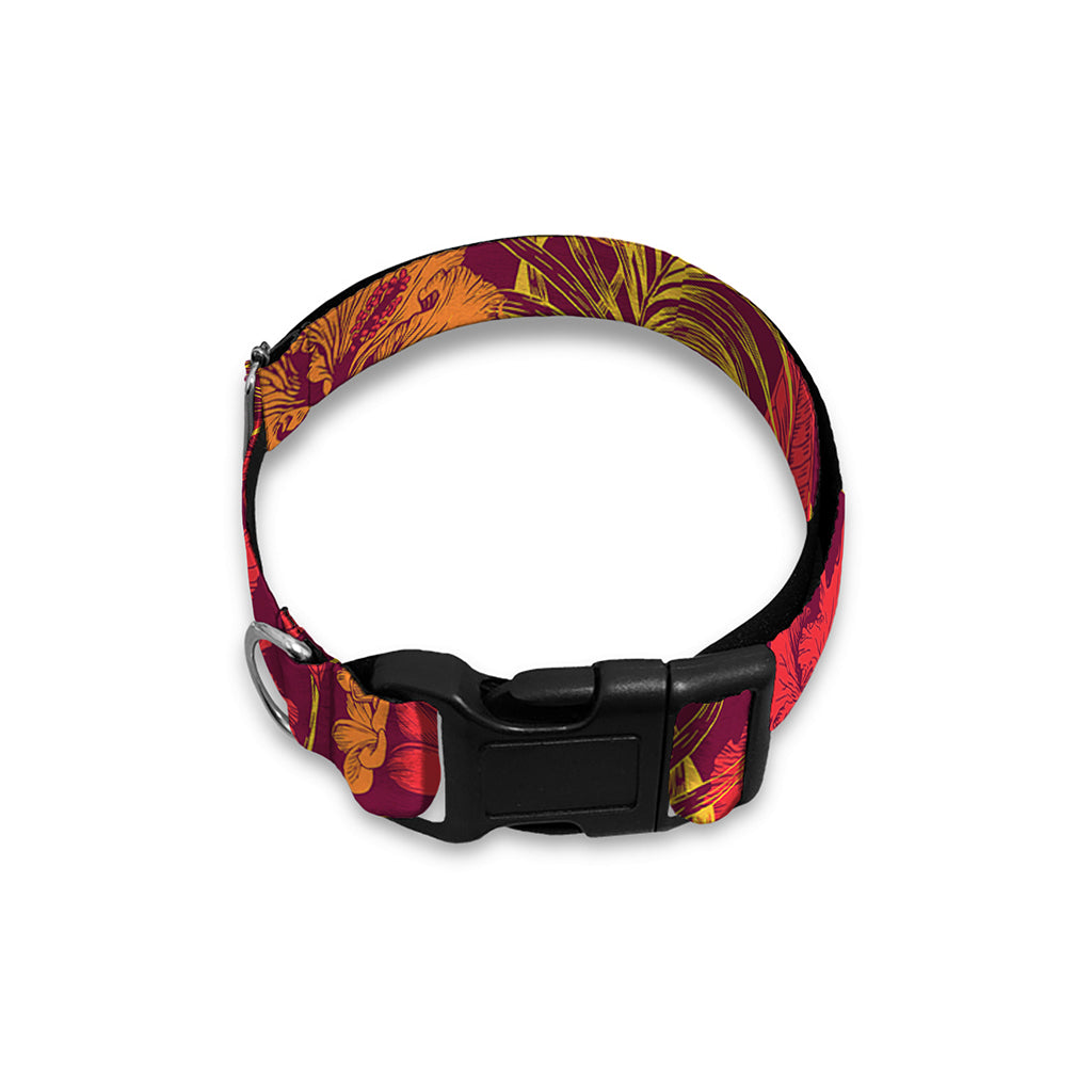 Retro Hawaiian Tropical Floral Print Dog Collar