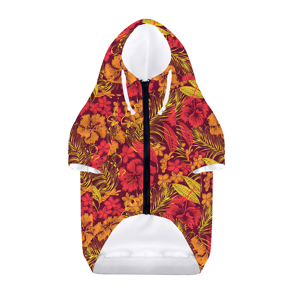 Retro Hawaiian Tropical Floral Print Dog Zip Up Hoodie