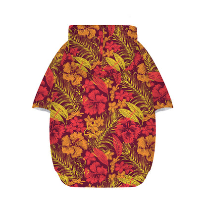 Retro Hawaiian Tropical Floral Print Dog Zip Up Hoodie