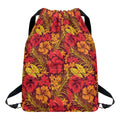 Retro Hawaiian Tropical Floral Print Drawstring Backpack